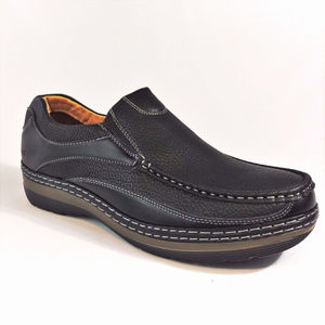 Slip On Hiking Loafer Faux Leather Black Moccasin